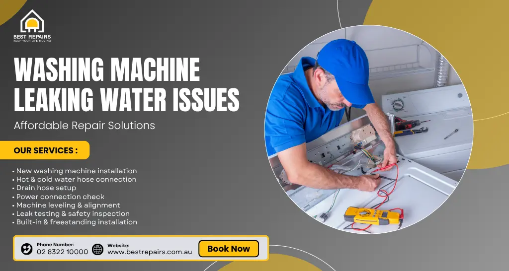 Washing machine leaking water in laundry room