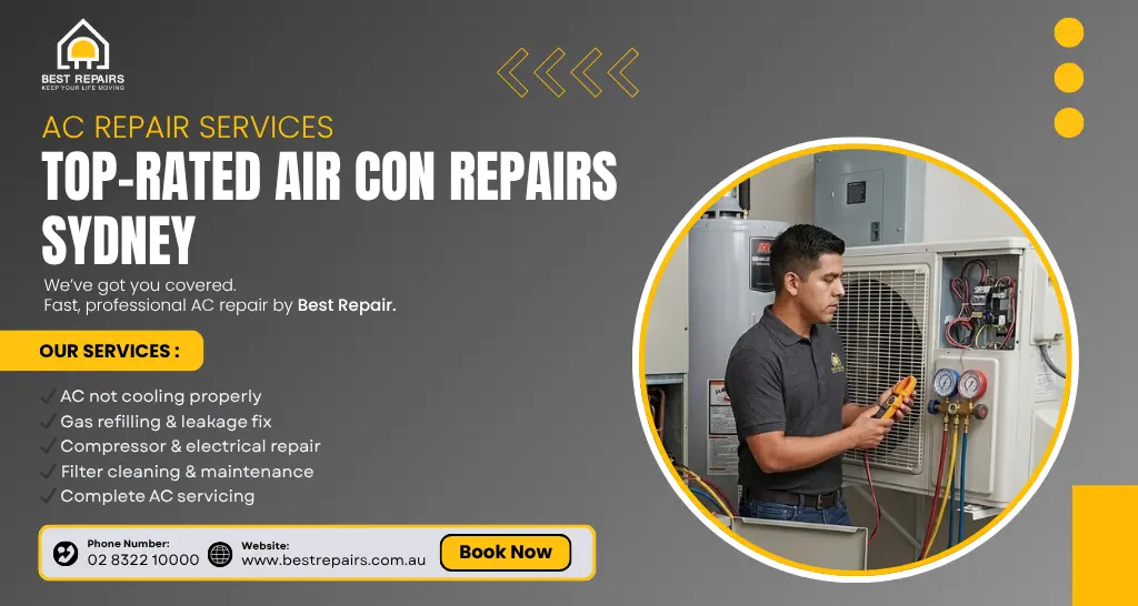 Professional Air Con Repairs Sydney technician servicing a home air conditioner