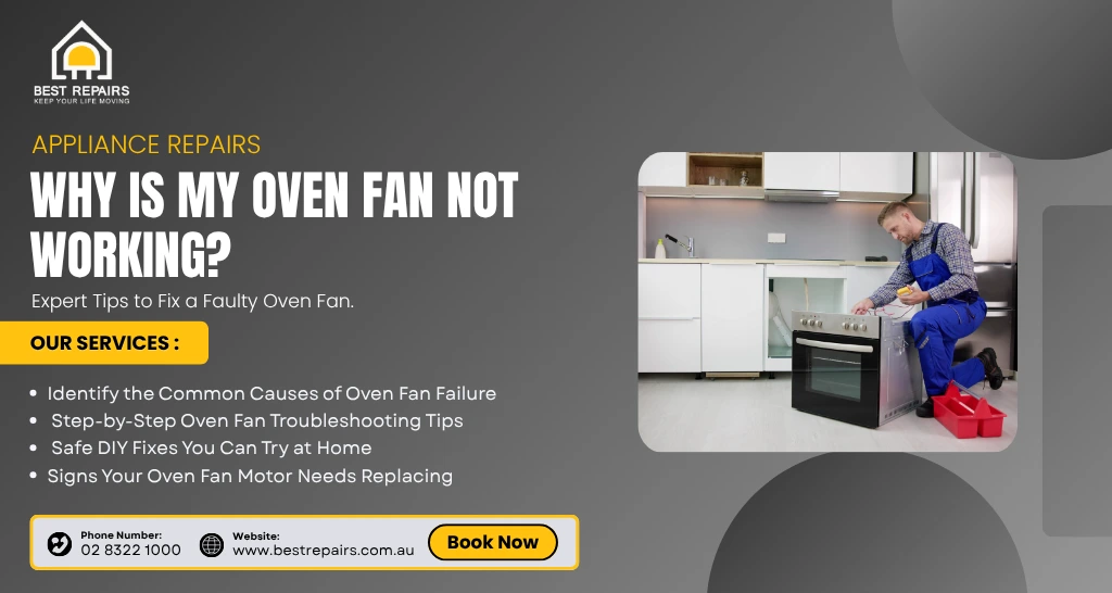 Technician repairing an oven fan that is not working