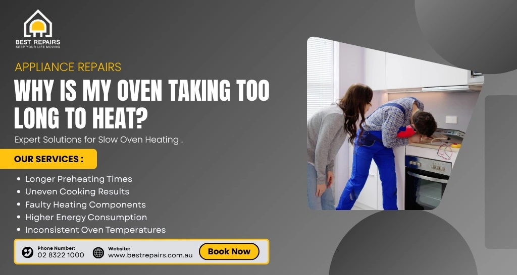 Slow-heating oven being diagnosed by a repair technician