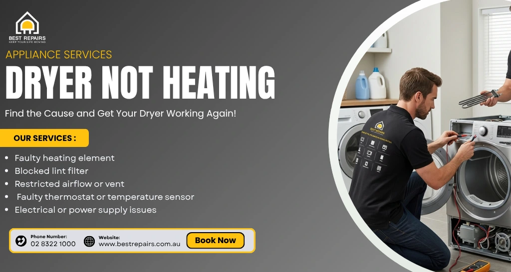 Dryer not heating due to common heating and airflow problems