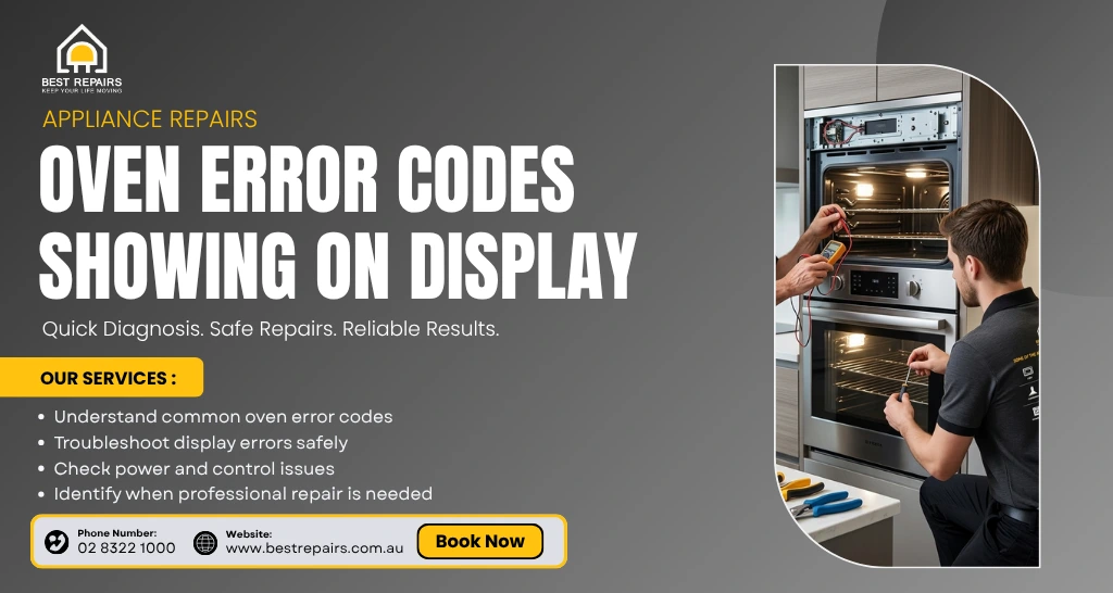 Oven error codes showing on display with troubleshooting solutions
